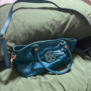 Tory Burch Blue Leather Shoulder Bag